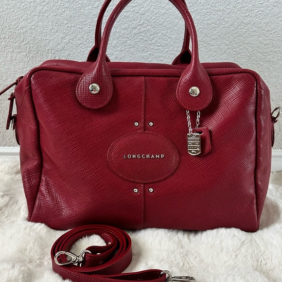 Longchamp Deep Red Satchel Bag Authentic - Picture 1 of 11